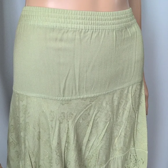 VTG Coldwater Creek Sage Green Boho Embroidered Maxi Skirt - Picture 5 of 15